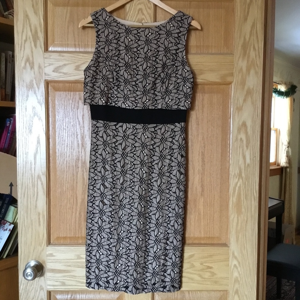 Eva Franco Aria Tan Lace Cocktail Dress